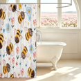 thumbnail image 3 of Erosebridal Cartoon Bee Shower Curtain 72Wx72L,Cute Sunflower Florals Bathroom Curtain,White Pink, 3 of 5