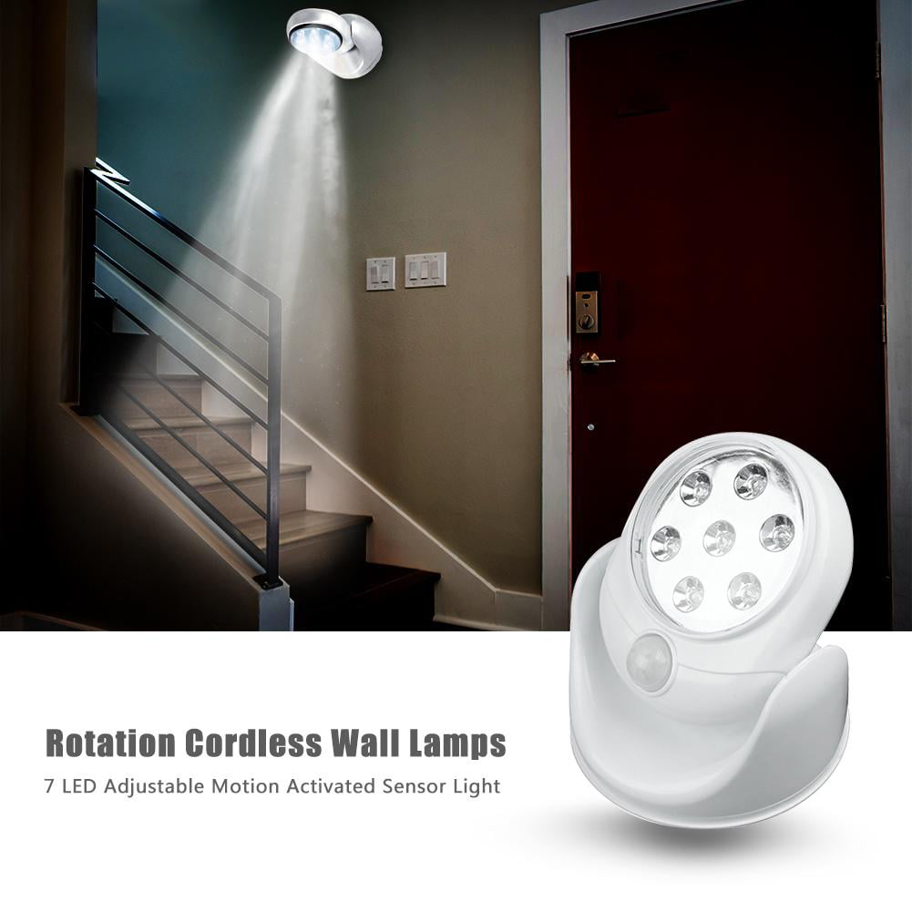 Adjustable 7LED Motion Activated Sensor Cordless Light Indoor Outdoor Patio Wall 