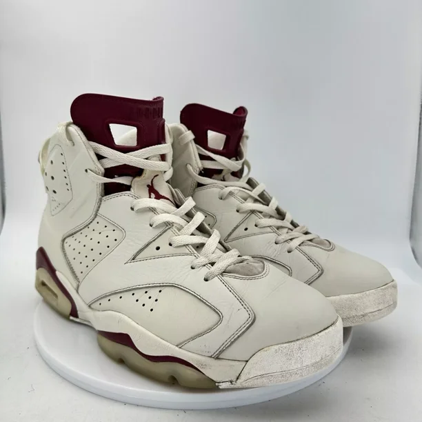 Ni - ke Ni - ke Air Jordan 6 Retro Men Size 13 384664–116 Red Maroon White Basketball Shoes