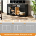 thumbnail image 3 of Craftian Large Dog Crate Furniture TV Stand with Charging Station, 63in Rustic Heavy Duty Metal Wooden Dog Crate and Kennel for Small Medium Large Dogs - Gray, 3 of 8