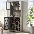 thumbnail image 3 of Bar Cabinet for Liquor and Glasses,Farmhouse Corner Kitchen Cabinet with Wine Rack and Open Adjustable Storage Shelves,Metal Wood Doors for Home,Living Room,Dining Room（C, 3 of 7
