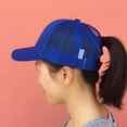 thumbnail image 3 of Femmes Réglables Queue de Cheval Casquette de Baseball Fille Snapback Extérieure Casquettes Femmes Été Chapeaux Maille Filet Camionneur Chapeau, 3 of 7