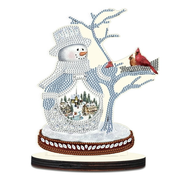 Diamond Painting Desktop Decoration, Birdie Snowman 5D DIY Special Diamond Art Decoration Kit for Adults, Office Desktop or Christmas Holiday Gift