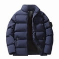 thumbnail image 2 of COSFO Puffer Jacket for Men Full Zip Blue Casual Coat Cotton Stand Colla Loose Fit Long Sleeve Mens Coats, 2 of 3