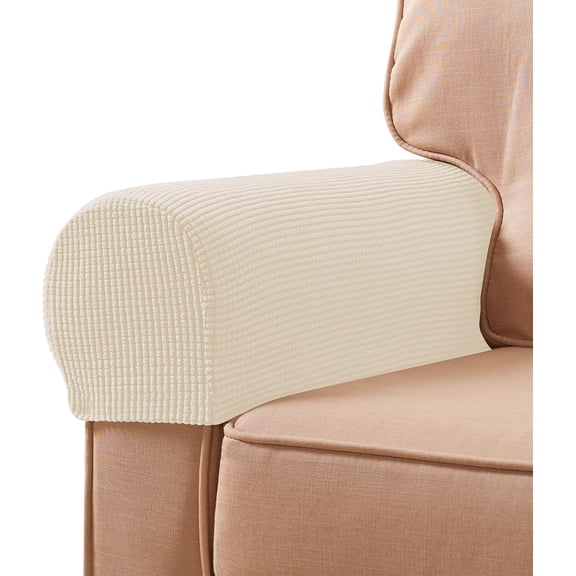 Universal Stretch Arm Covers Set of 2, Checkered Pattern Sofa Slipcovers for Armchairs, Hook and Loop Closure for Damage-Free Fit, Pet Proof Furniture Covers