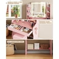 thumbnail image 6 of Pink Vanity Set with Mirror and Lights, Akaber Makeup Vanity Desk with Chair, Charging Station, Vanity for Women, 6 of 9
