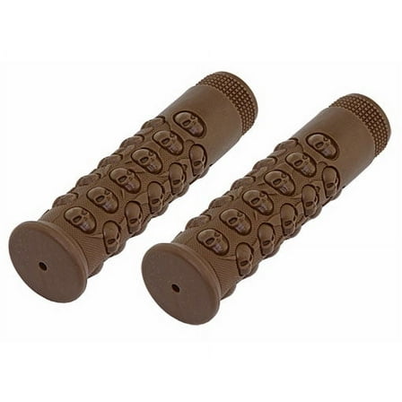Alta Kraton Rubber Skull Bicycle Grips, 10 Colors. (Brown)