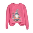 thumbnail image 5 of larppty Cute Gnomes Print Sweatshirt for Women Fall Christmas Graphic Party Crewneck Tops （Hot Pink, XL）, 5 of 6