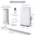 thumbnail image 4 of 12000 BTU 3-in-1 Portable Air Conditioner, 450 Sq. Ft Cooling, 75 Pints/Day Dehumidification, 24H Timer, Quiet Sleep Mode, CSA & DOE Certified, White, 4 of 8