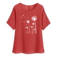 thumbnail image 1 of Plebaso Hauts en Coton et Lin pour Femmes Manches Courtes Chemises Imprimées Graphiques Blouses Légères Décontractées pour Femmes, 1 of 6
