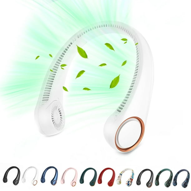 Ventilador de cuello portátil PenKou, refrigeración 360°, 3 velocidades, 4000 mAh, blanco