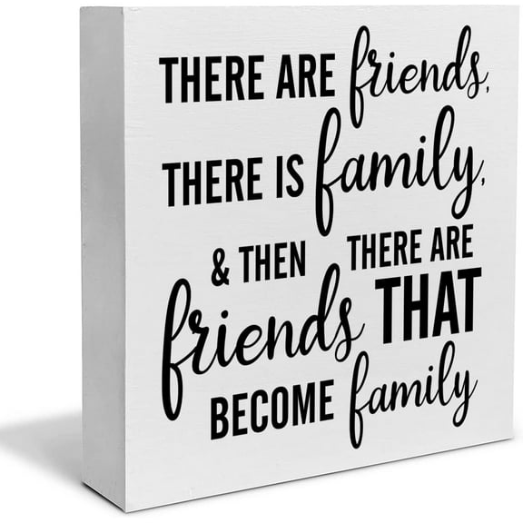 Zomyto 5"x5" There are Friends There is Family Decorative Wooden Box Sign Friendship Wood Block Plaque Decor Home