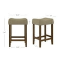 thumbnail image 4 of Nathan James Hylie Nailhead Wood Pub-Height Counter Bar Stool 24" Beige Fabric Cushion Light Brown Finish, 4 of 7