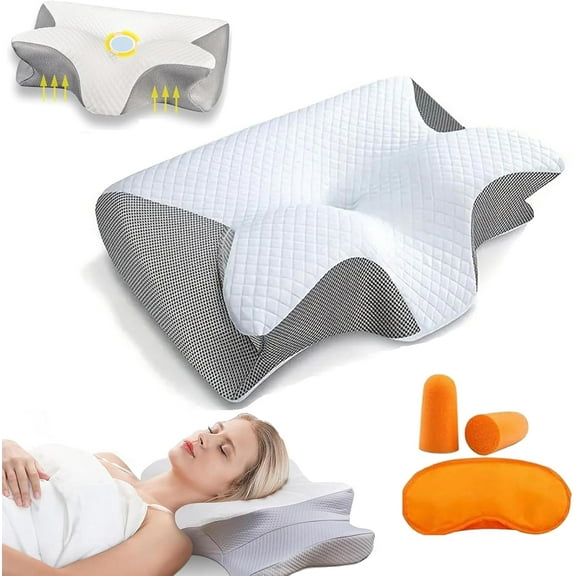 Air Way Sleep Apnea Pillow, 2025 Upgraded Air Way Cervical Pillow for Sleep Apnea, for Side Sleepers, Back Sleepers, Stomach Sleepers (Gray)