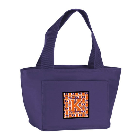 Letter K Football Orange White and Regalia Lunch Bag