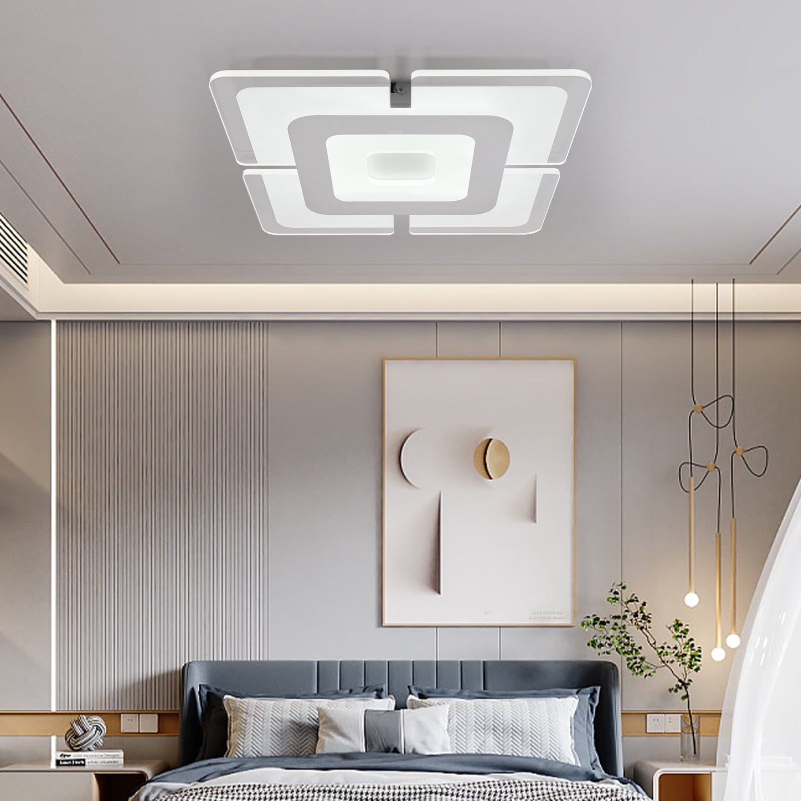 16” Modern Ceiling Light Fixture, Flush Mount Minimalist Square Integrated LED Ceiling Lights for kitchen, bedroom, bathroom