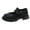 Black, variant on Girls Casual School Shoes Classic Round Toe with Two-Strap Buckle Design for Daily Wear and Playground Use Soft Sole Lightweight Leather Shoes
