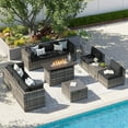 thumbnail image 4 of Clouddwell 11 Piece Patio Furniture Set with 44” Fire Pit Table Wicker Rattan Patio Conversation Set Outdoor Sectional Sofa Set with Coffee Table and Black Cushions(Waterproof Cover Included), 4 of 9