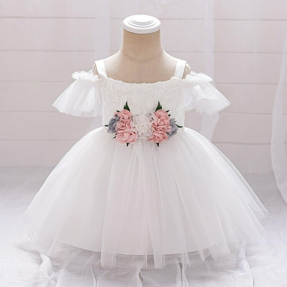 Delliss Baby Girl Flower Dress Tutu Tulle Princess Dresses 6M-3Y Infant Wedding Bridesmaid Birthday Party Sundress