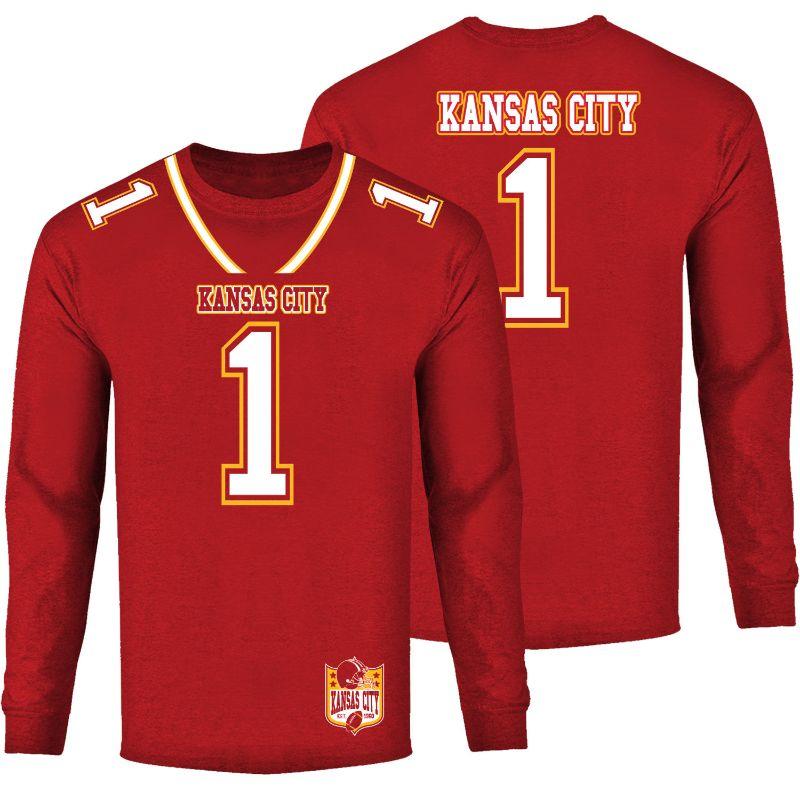 Generic Men's Football Team Jersey Long Sleeve Shirt Kansas City