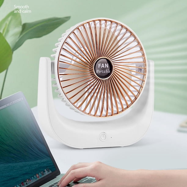 Ventilador de escritorio USB, mini ventilador portátil silencioso, 360 degree hacia arriba y hacia abajo, viento velocidades, adecuado para la , Oro Colco Abanico portátil