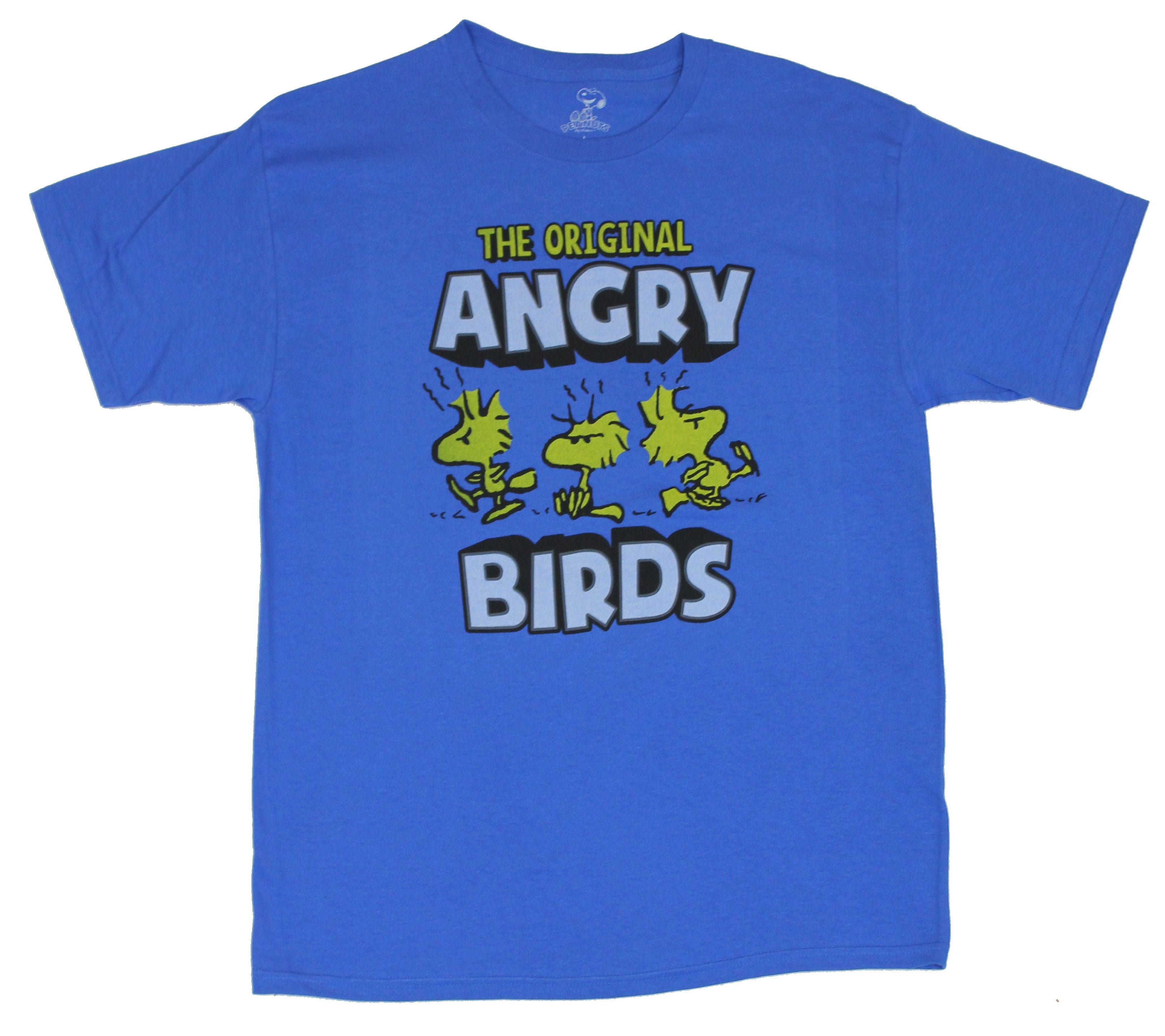 Peanuts Mens T-Shirt - "Original Angry Birds" Woodstock & Crew Upset Image