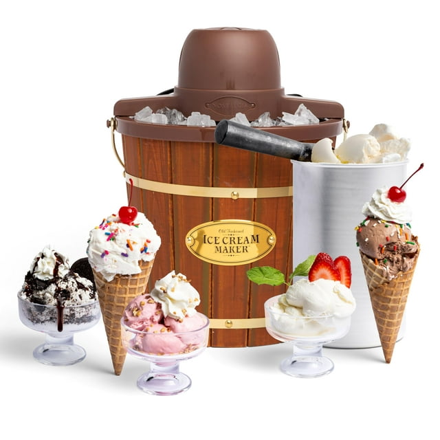 Nostalgia Electric Ice Cream Maker - Old Fashioned Soft Serve Ice Cream Machine Makes Frozen Yogurt or Gelato in Minutes - Fun Kitchen Appliance - Vi