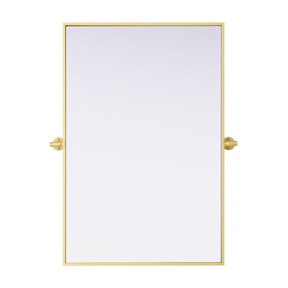 Elegant Kitchen and Bath Amoura 24X36 Pivot Mirror In Brass