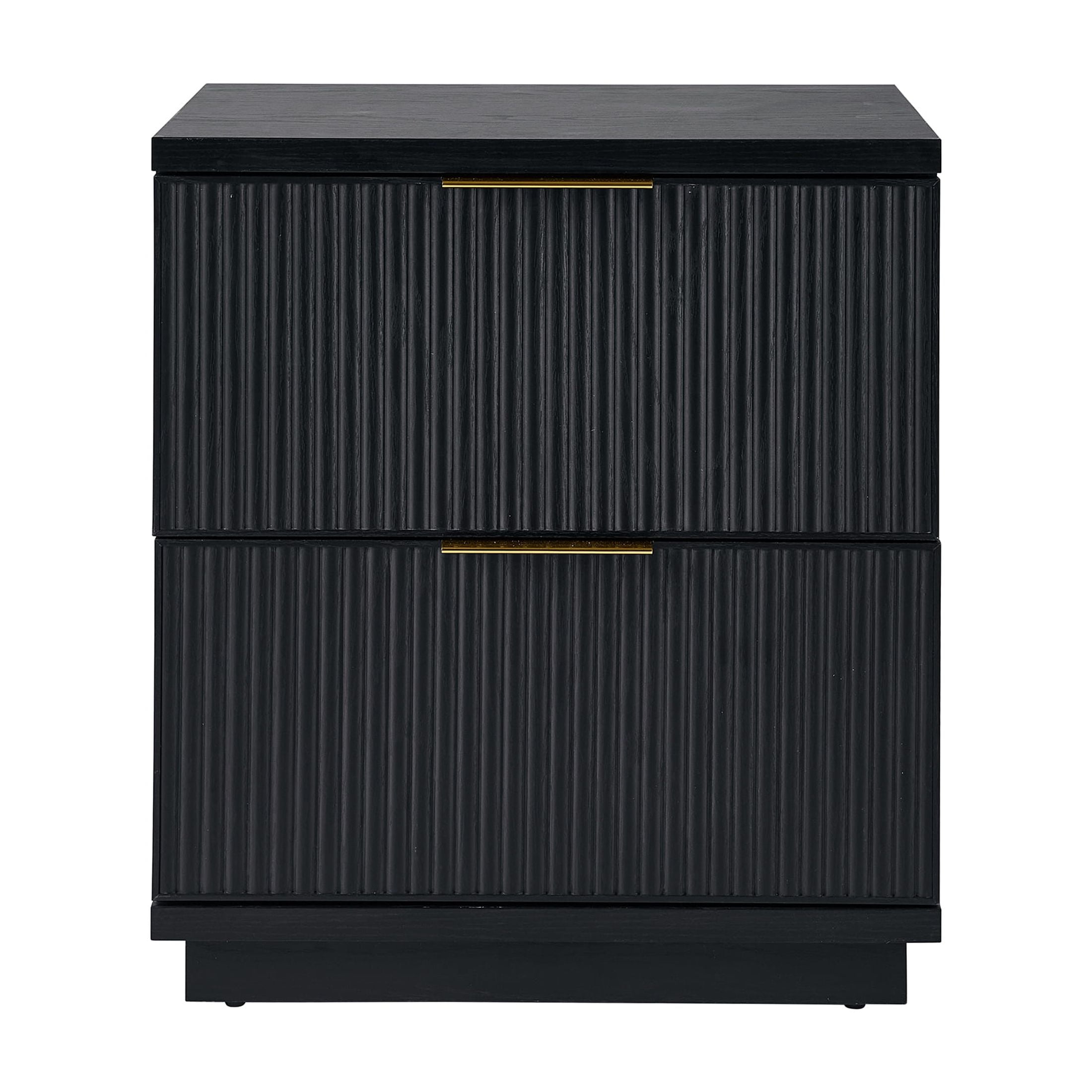 Better Homes & Gardens Lillian Fluted 2-Drawer Nightstand with USB, Black Wood Finish