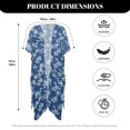thumbnail image 6 of Xoenoiee Blue Rose Flower Print Women's Swimwear Cover Ups, Loose Kimono Coverups Half Sleeve Bikini Cover Up Casual Beach Cover Ups for Summer Beach, 6 of 7