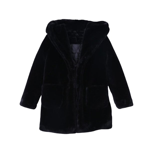 Gibobby Chamarra de manga larga para bebéChaqueta para niñas pequeñas, moda de otoño e invierno, chaquetas con bolsillos y cuello de lana para niños pequ(Negro, 6-12 Meses)