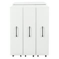 thumbnail image 4 of Bookcase 3-Tier Pull-Out Door Storage Cabinet with Wheels for Office Bedroom, White, 4 of 12