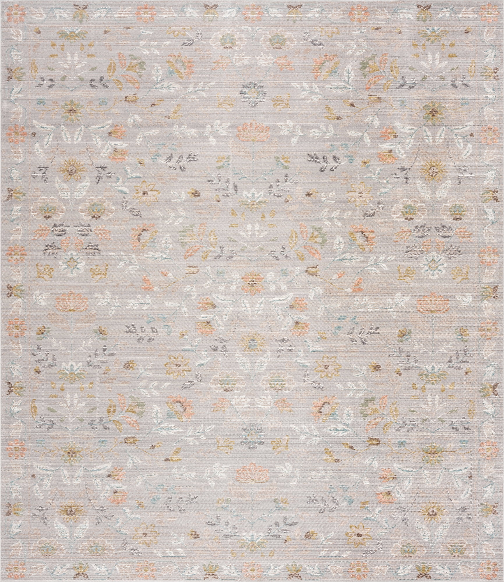 Crestwood Traditional Oriental 8x10 Gray and Aqua Polyester Indoor Area Rug, 7'10'' x 9'4''