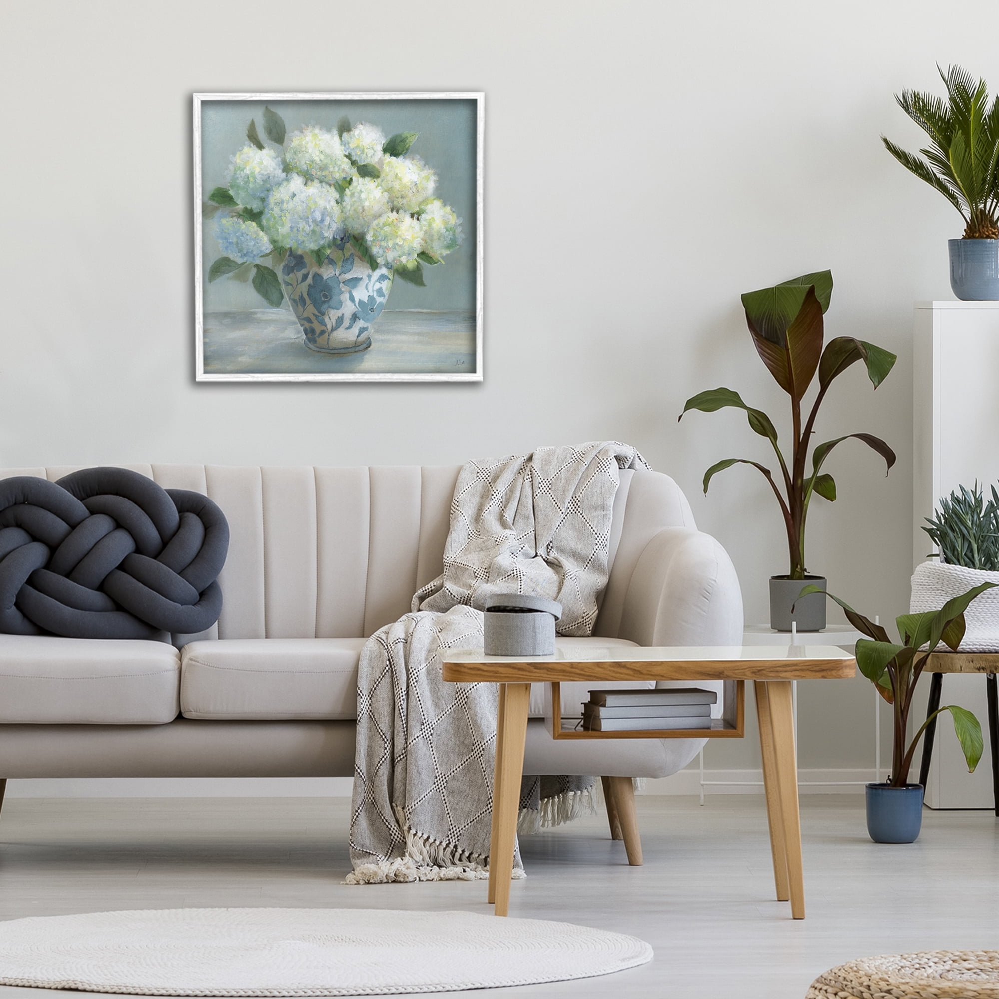 Stupell Industries Hydrangeas in Elegant Vase White Framed Giclee Art, design by Nan