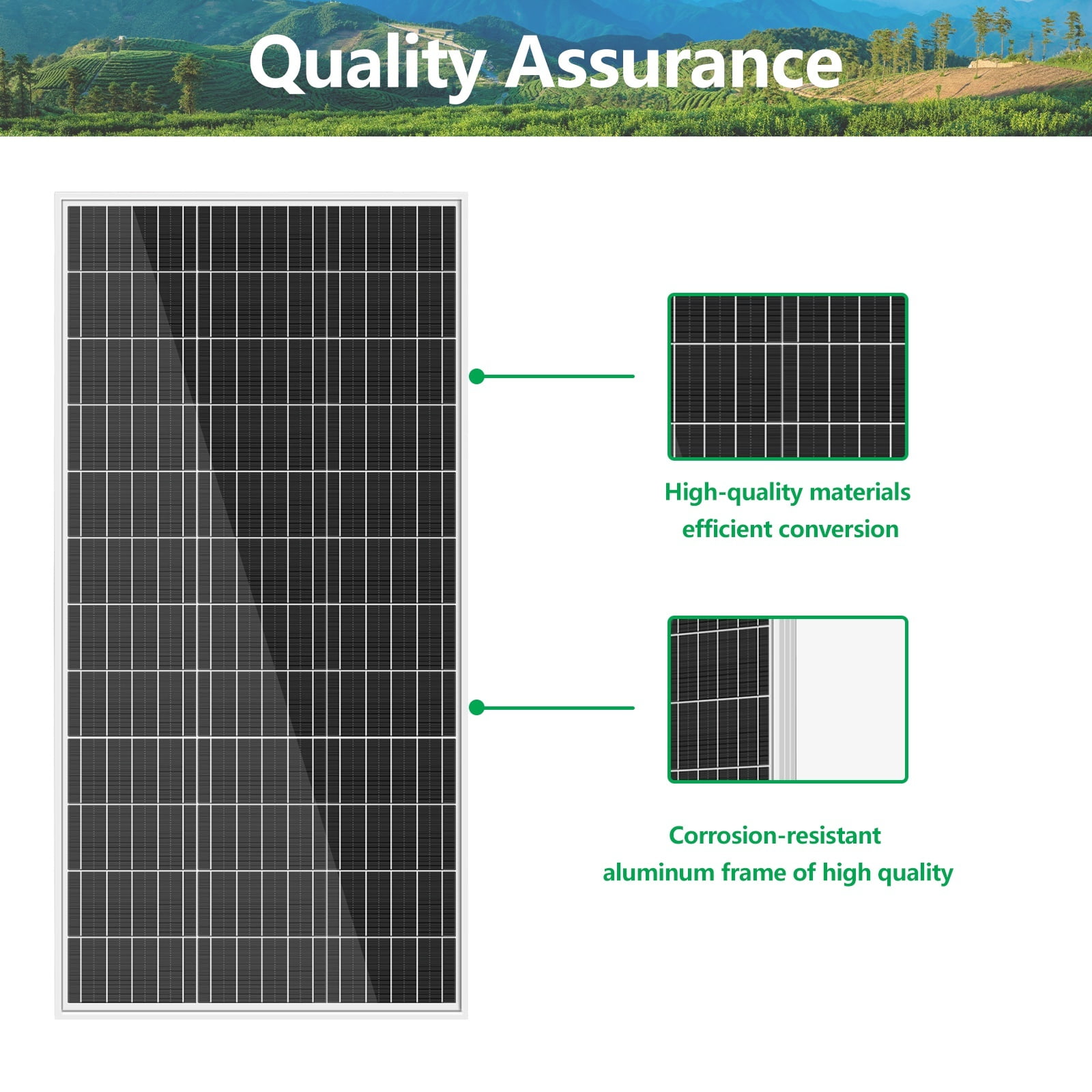 WERCHTAY 200W Mono Solar Panel 12V Car Battery Charger Rooftop Boat RV Home Off Grid(2*100W)