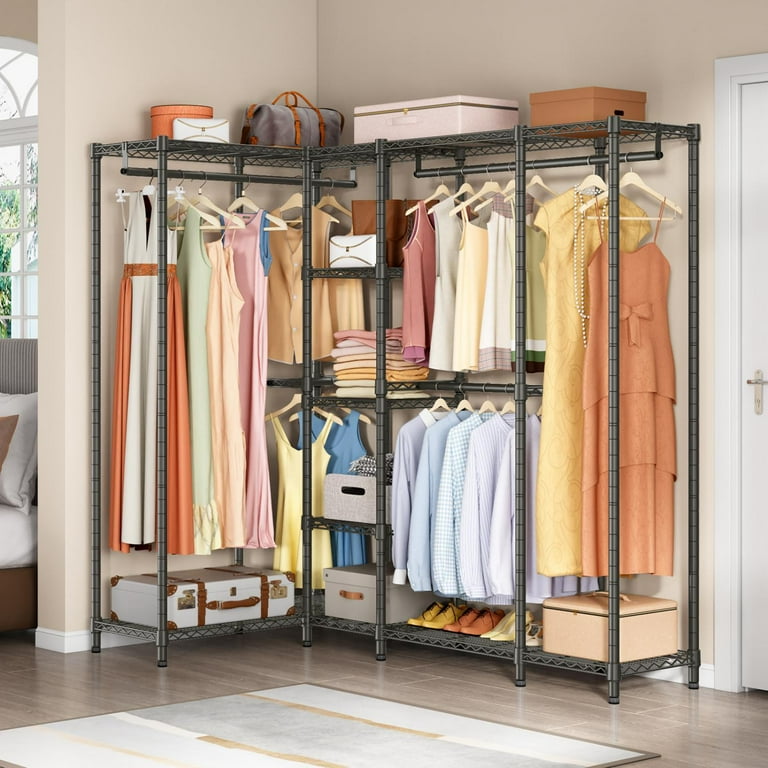 VIPEK L50 Protable Closet Rack Large Corner Freestanding Wardrobe Closet, Multi-functional L Shaped Clothes Rack Heavy Duty Metal Clothing Rack for