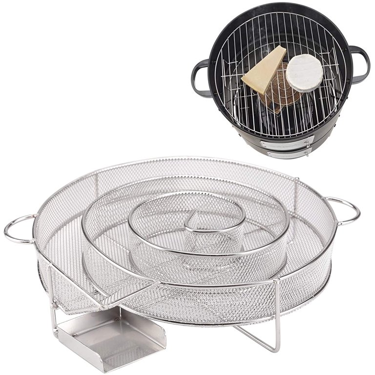 Naler 7.1 Round Pellet Smoker Tray,Portable Stainless Barbecue Smoke  Generator for BBQ Grill,Cold/Hot Smoking 