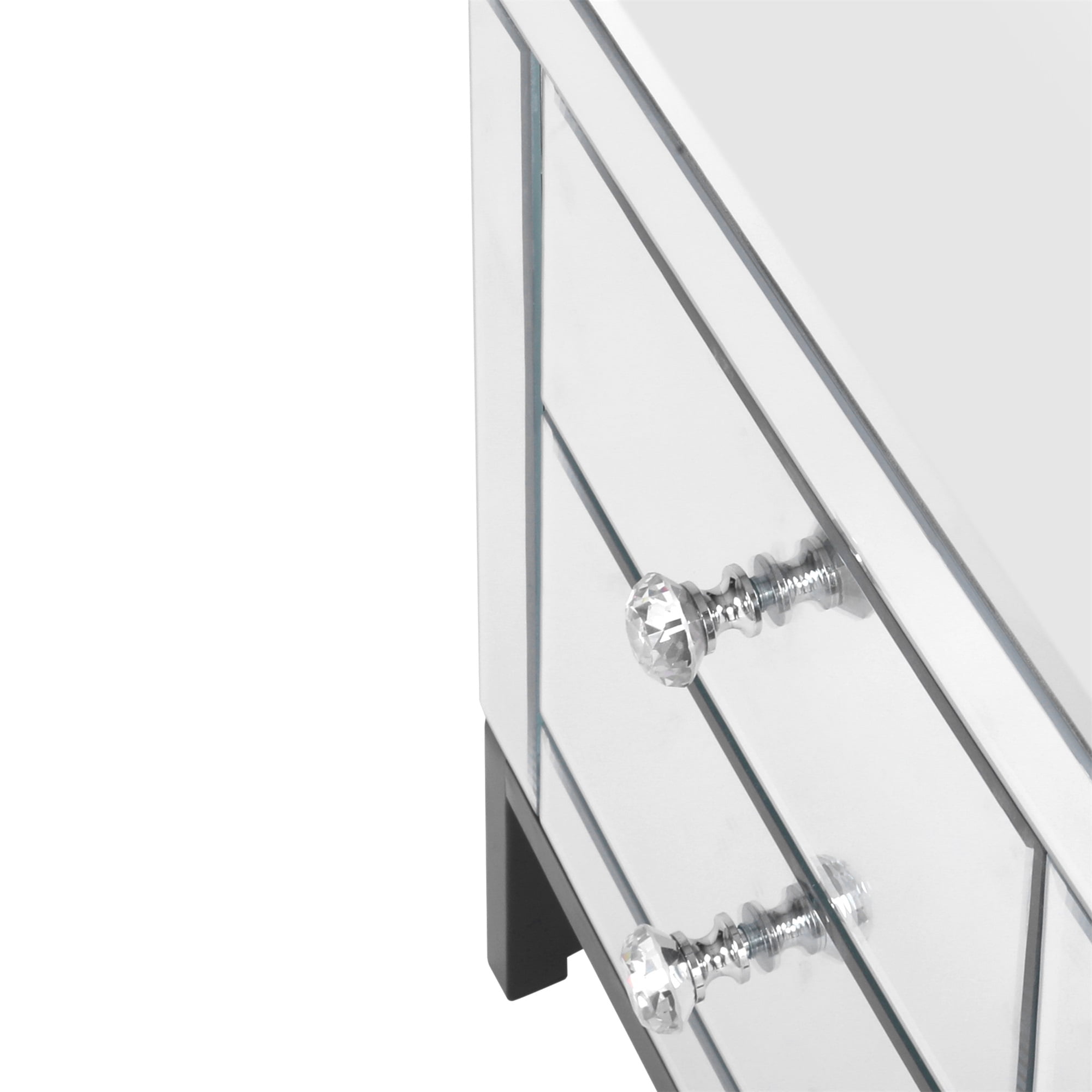 Resenkos Modern Mirrored Nightstand with 2 Drawers, Mirror Accent Silver Table for Living Room/Bedroom Resenkos Modern Mirrored Nightstand with 2 Drawers, Mirror Accent Silver Table for Living Room/Bedroom