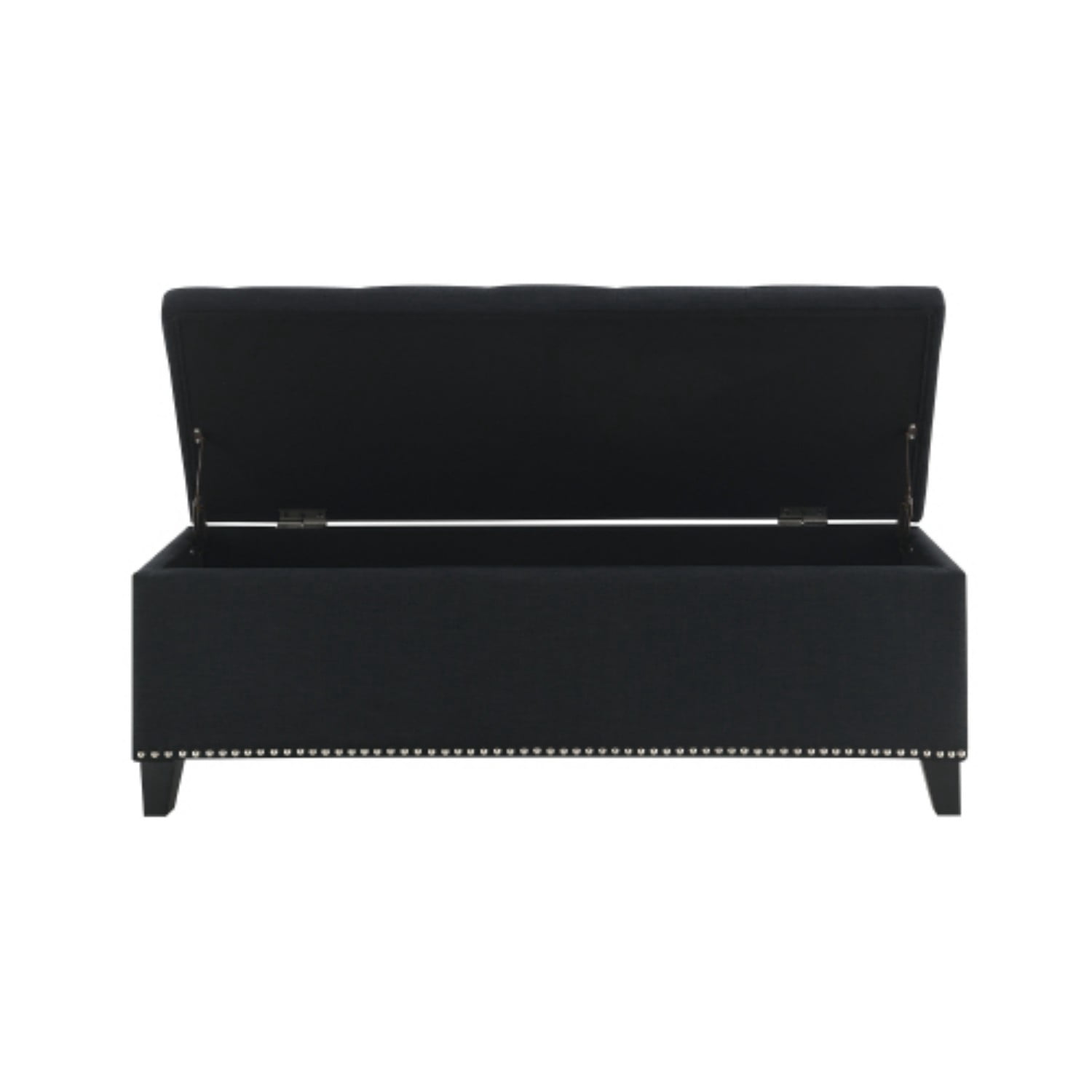47.5" Storage Ottoman Bench with Safety Hinge, Linen Tufted Storage Bench for Bedroom, Entryway, Living Room, End of Bed Bench, Black