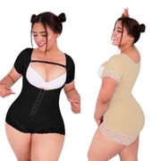 Moda King Peru Body Premium Short Sleeve Women's Waist Shaper, Black