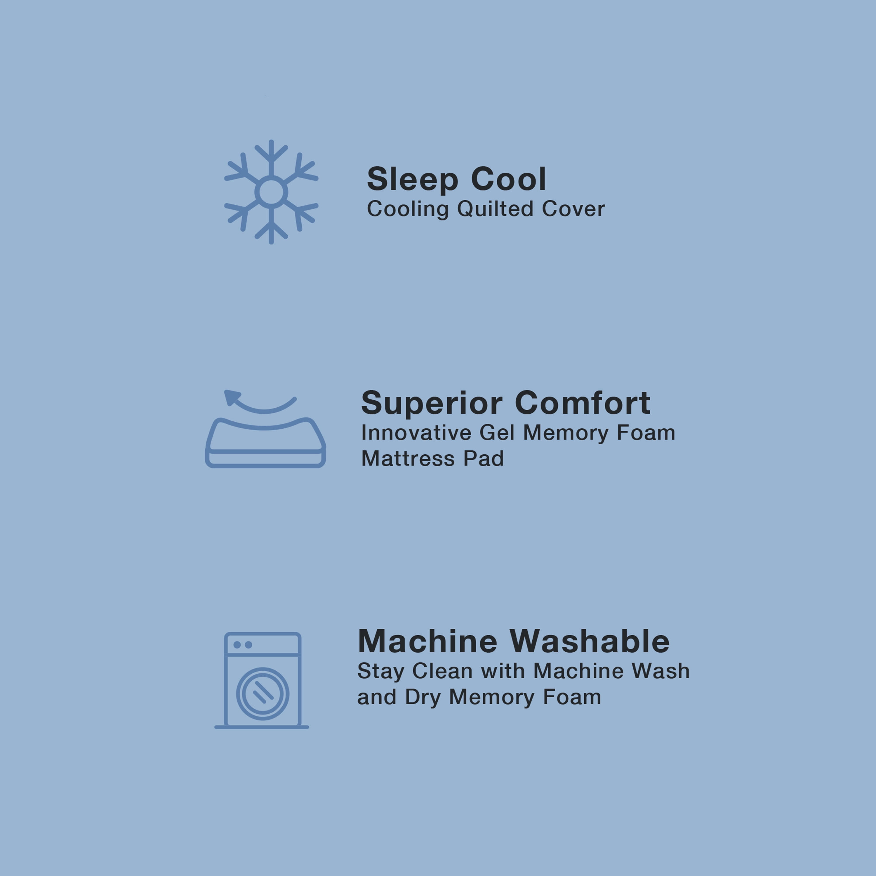 Allswell Chill Comfort Gel Memory Foam Mattress Pad, Queen