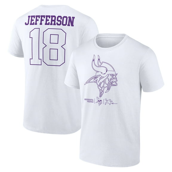 Men's Justin Jefferson White Minnesota Vikings Tonal Name & Number T-Shirt