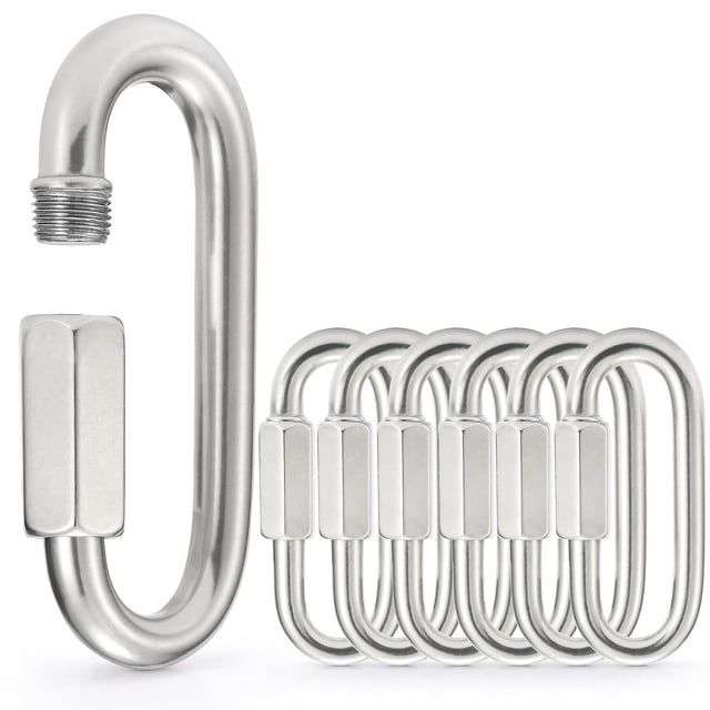 sprookber Eslabones rápidos de cadena de acero inoxidable - Conector de cadena de acero inoxidable 304 Ganchos de cadena de mosquetón con tornillo, juego de 6 (2,45 pulgadas)