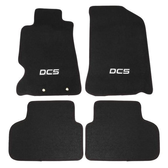 Ikon Motorsports Compatible with 02-06 Acura RSX DC5 Logo OE Factory Style Black Nylon Carpet Car Floor Mats Front Rear Black