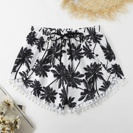 Rciityk White Women s Swim Trunks Summer Hawaiian Elastic Waist Drawstring Swim Shorts Casual Beach Quick Dry Swimming Board Shorts - Summer Savings Clearance