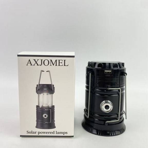 AXJOMEL Solar powered lamps,Solar Lantern Flashlights Charging for Phone, USB Rechargeable Led Camping Lantern, Collapsible & Portable for Emergency, Hurricanes, Power Outage, Storm