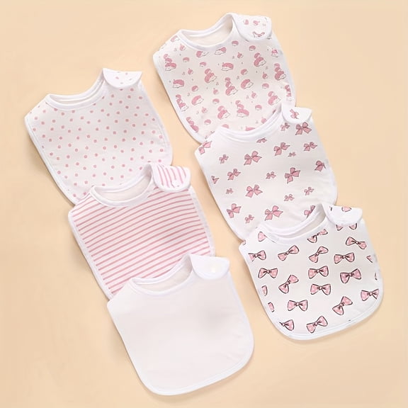 6 Pack LAZYRHINO Baby Bibs Soft Absorbent Bib with Snap Closure - Teething Drooling Bibs Suitable for & Feeding, Soft Absorbent Bibs for Mealtime