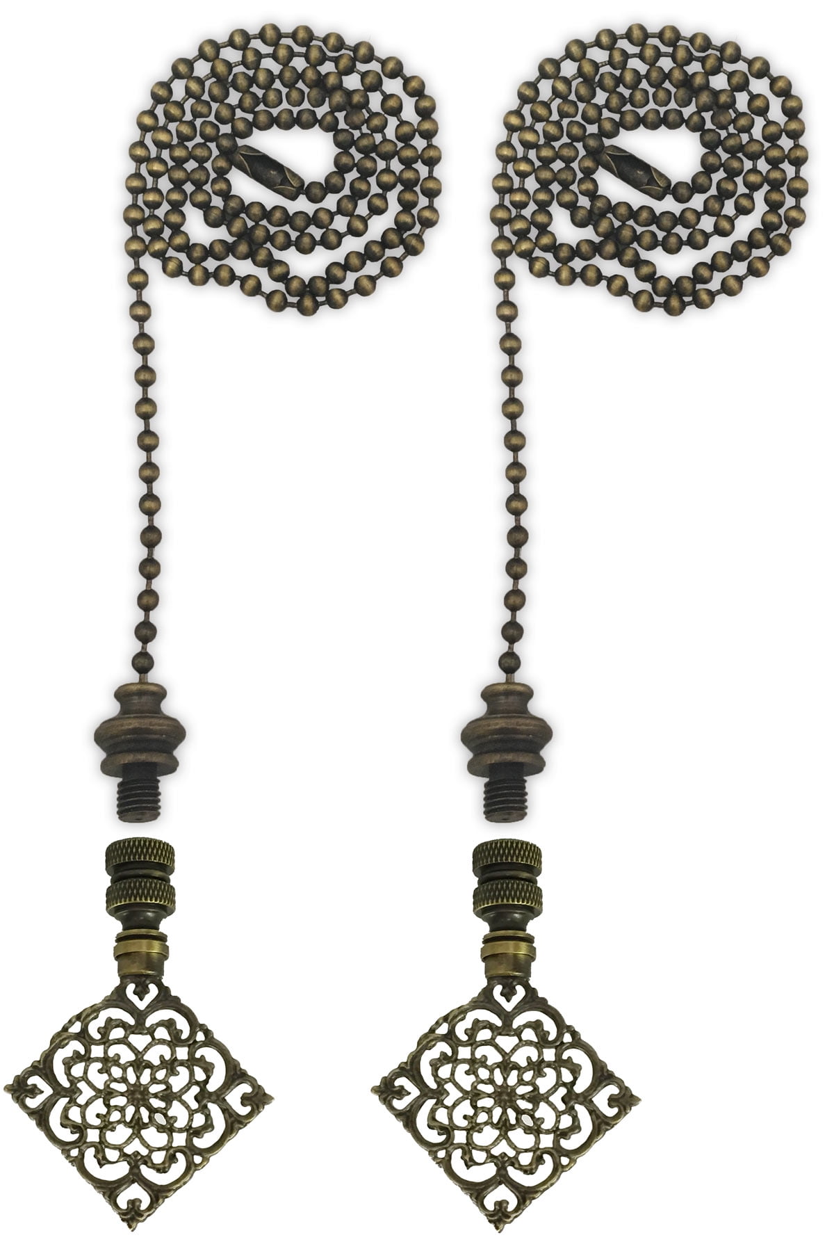 Royal Designs Fan Pull Chain with Diamond Floral Filigree Finial