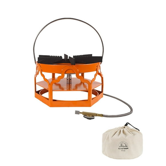 yeacher Portable High-Efficiency Camping Stove with Carbon Steel Construction, Ideal for Outdoor Cooking, BBQ, and Travel (Excludes Gas Canister, Compatible with Flat and Long Canisters with Adapter)