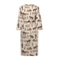 thumbnail image 4 of Yuyamidu Horse Robe for Women Long Dressing Gown Mid-Length Ladies Robes Size M Fashion V-Neck Casual Bathrobe with Waist Belt Soft Long Sleeve Night Dress for Sleeping, 4 of 7